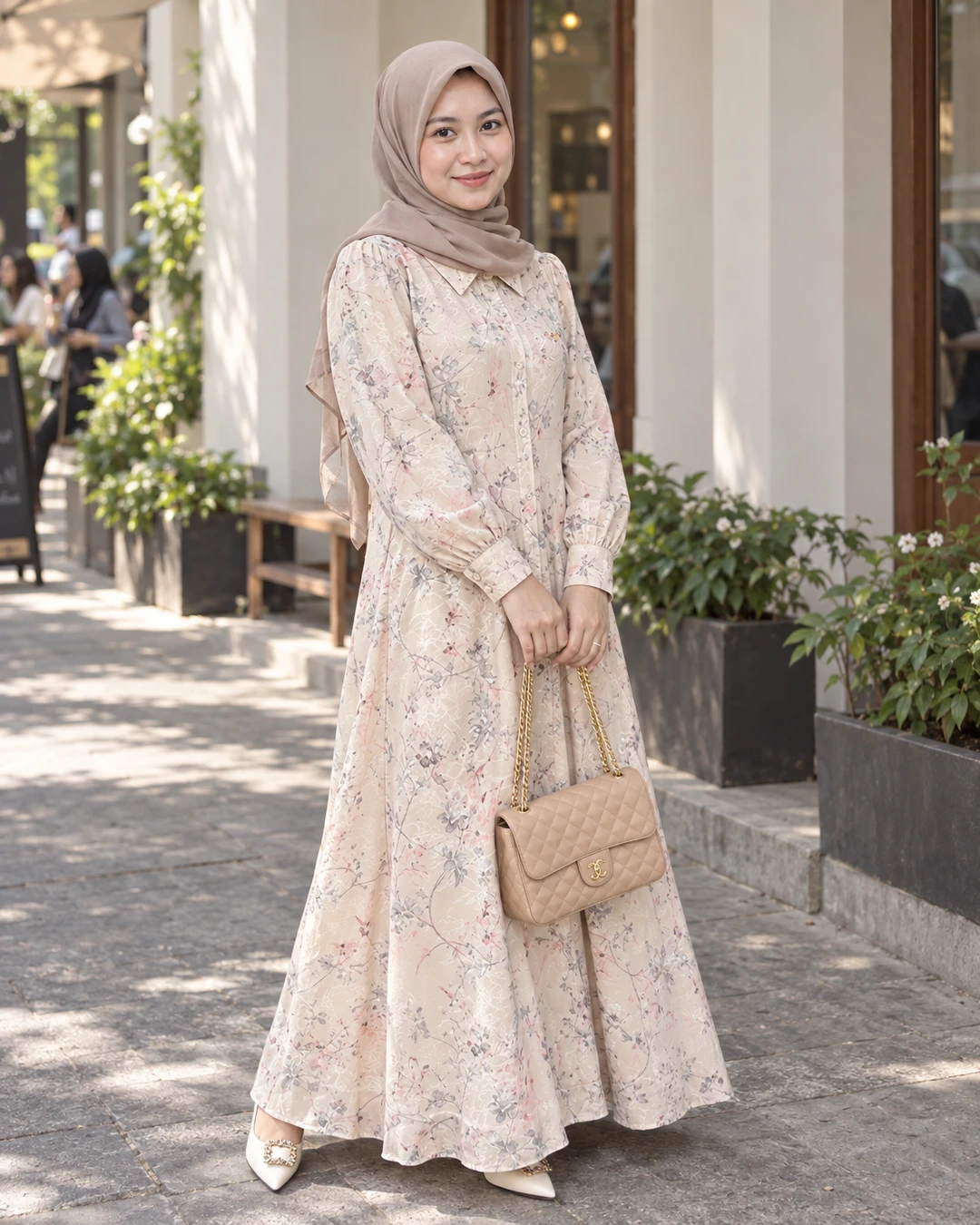 Kopi sore di tempat yang adem begini, dress floral warna cream ini rasanya pas banget 🌿

Aku suka detail bunganya yang kalem, terus dipadu hijab beige dan tas nude jadi makin soft. Look yang bikin mood ikut tenang deh

detail dress-nya aku taruh di link bio ya

#dressfloral #dresscream #dresspanjang #gayamuslimah #ootdhijab #inspirasifashion #fashionindonesia