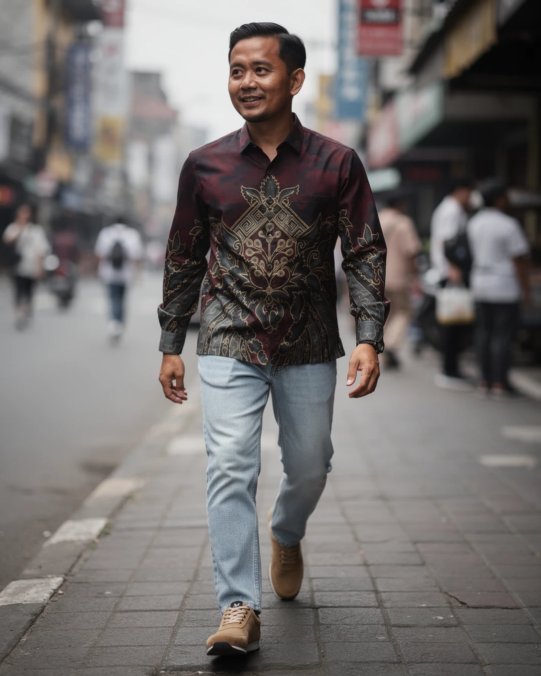 Jalan santai di tengah kota, eh warna burgundy di kemeja batik ini langsung bikin look-nya terasa lebih hidup.
Aku seimbangkan sama jeans biru muda dan sneakers suede tan biar tetap relaxed. Detail batiknya manis banget, kalian lebih suka dipakai buat ngantor atau jalan sore?
Detail semua item aku taruh di link bio ya
#KemejaBatik #BatikBurgundy #JeansBiruMuda #SneakersSuede #GayaKasual #FashionIndonesia #OutfitHarian